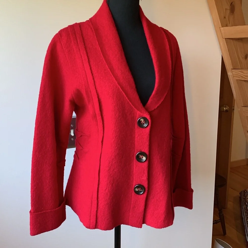 Red boiled wool blazer - Picture 2 of 6